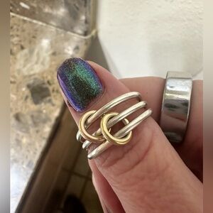 Spinelli Kilcollin Solarium Custom Ring in Silver, Yellow and Rose Gold Size 9.